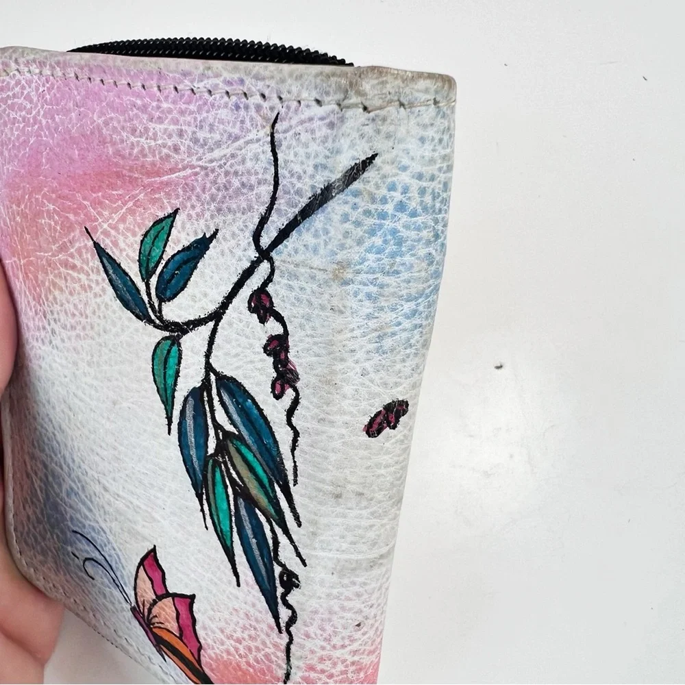 Anushcka Hand Painted Butterfly Zip around Wallet